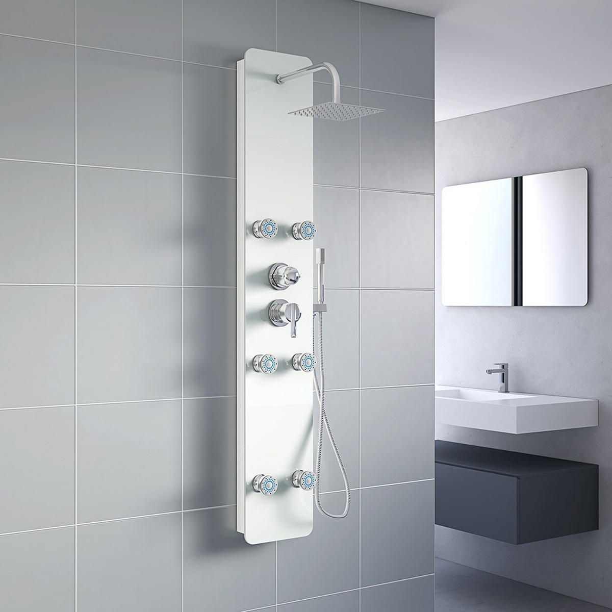 DUSCHPANEEL DIVE - Weiß - Weiß, Metall (25/150/9cm) - Home Deluxe