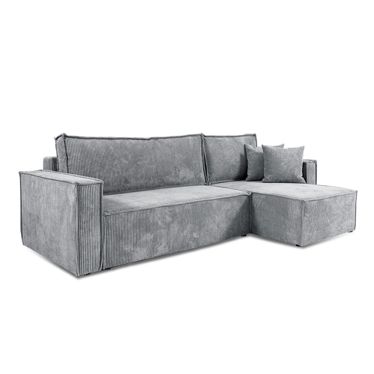 ECKSOFA Ezekiel 3 Sitzplätze Hellgrau - Grau, Holz (236/145cm) - Petits-meubles