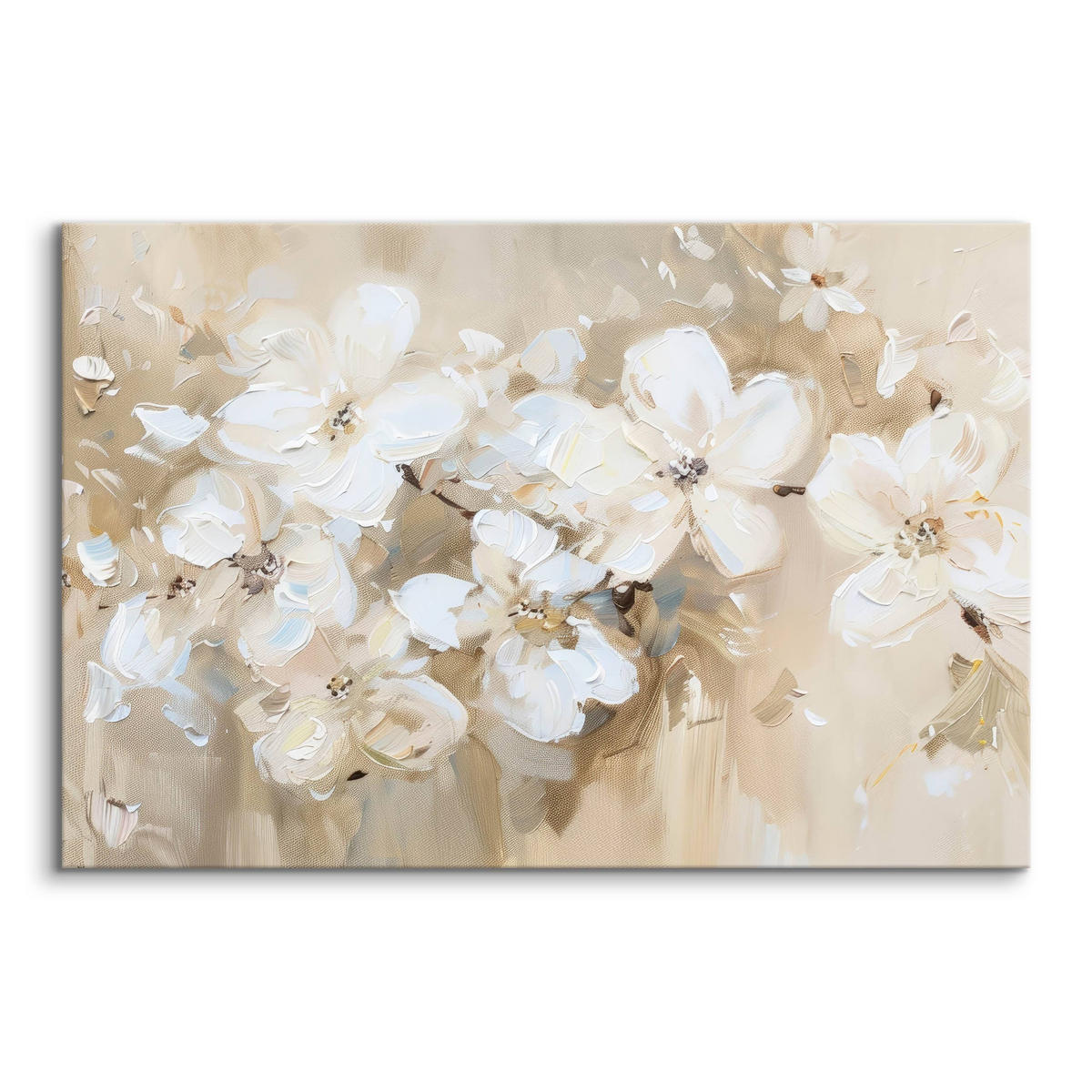 LEINWANDBILD Blumen Pflanzen Malarei 120x80 - Beige/Braun, Textil (120/80cm) - Muralo