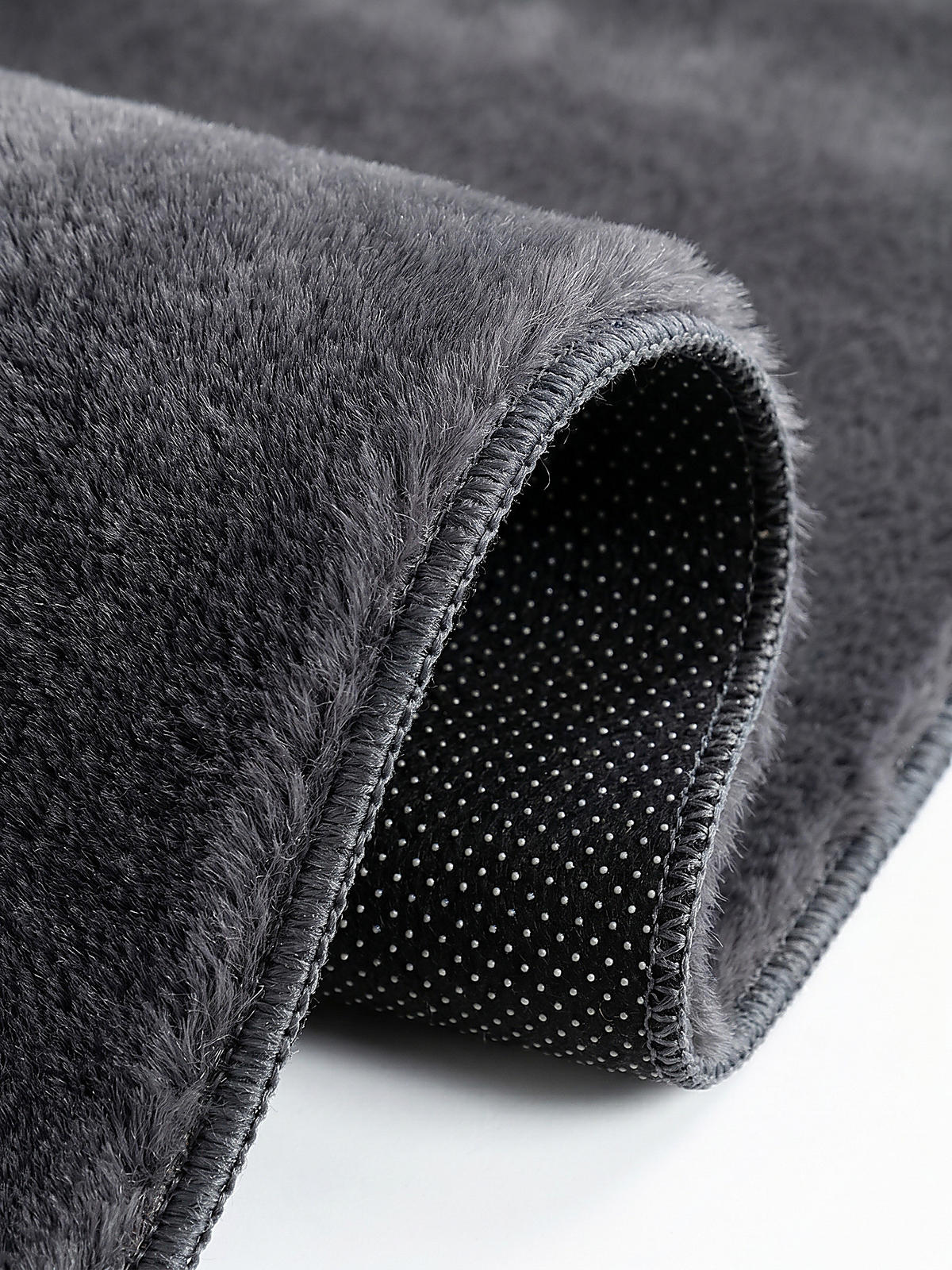 KURZFLORTEPPICH Antirutsch Uni DOUBS Polyester Anthrazit 200 x 280 cm - Anthrazit, Textil (200/280cm) - KADIMA DESIGN