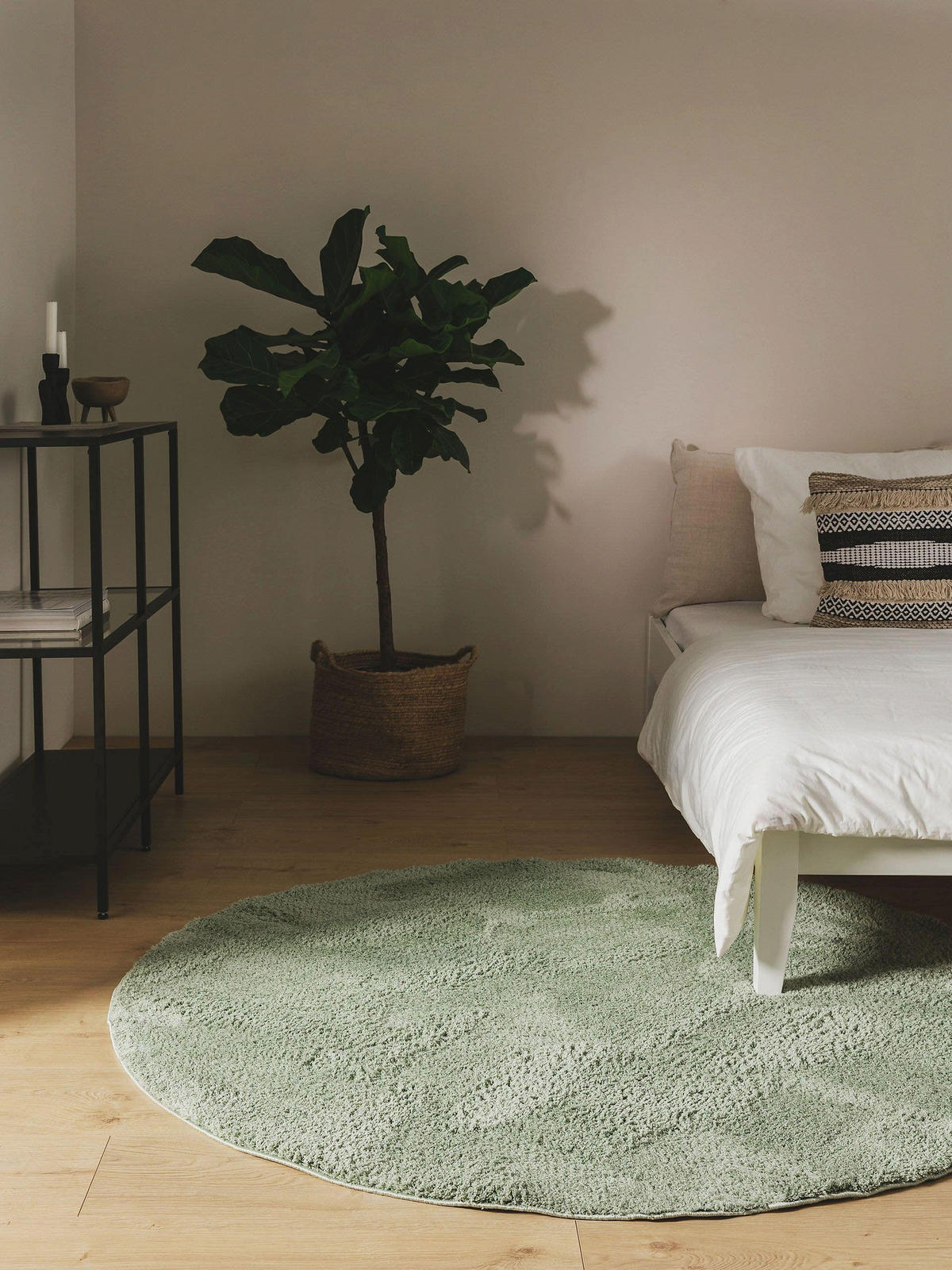 HOCHFLORTEPPICH rund Soda Hellgrün ø 200 cm rund - Hellgrün, Textil (200/200cm) - benuta Nest