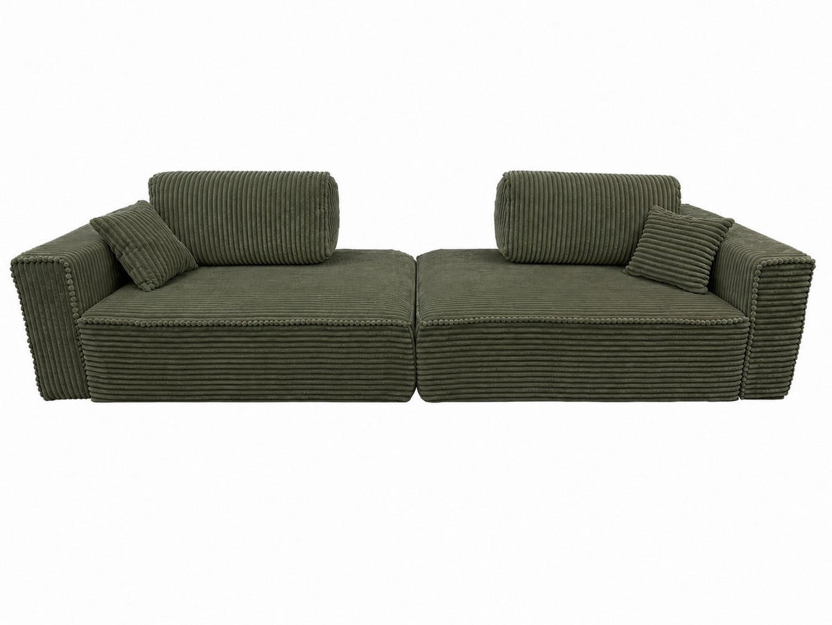 BIGSOFA COZI, Hellgrün mit Cordbezug - Hellgrün, Kunststoff/Textil (240/87/180cm) - KS Home Concept