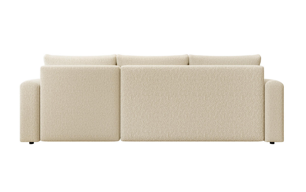 ECKSOFA DORA L, Eckcouch in L-Form mit Schlaffunktion und Bettkasten, Farbe: Beige, Bouclé-Stoff, Ottomane Rechts - Beige, Textil (240/143cm) - Storez24