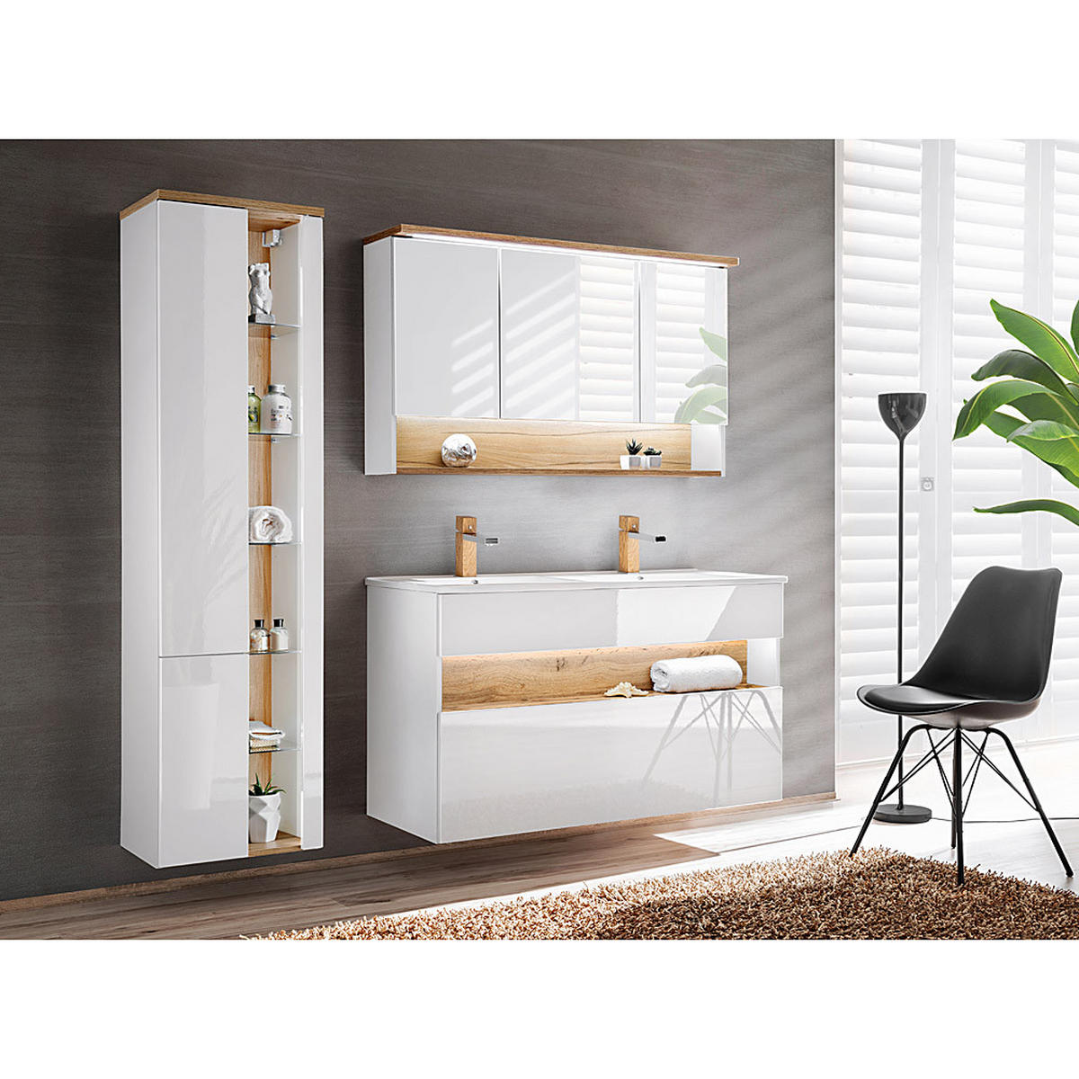 WASCHBECKENSCHRANK Bermuda-56 - Weiß, Holzwerkstoff (120/67/45cm) - Lomado
