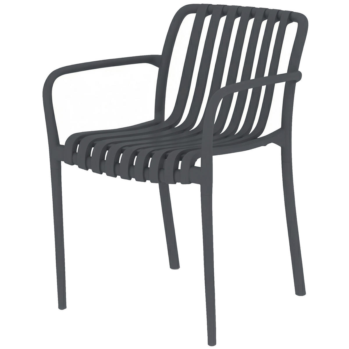 GARTENSTÜHLE 4er Set Stapelbare Terrassenstühle mit Lamelldesign Armlehnen, Ergonomisch Dunkelgrau - Dunkelgrau, Kunststoff (58.5/81.5/55cm)
