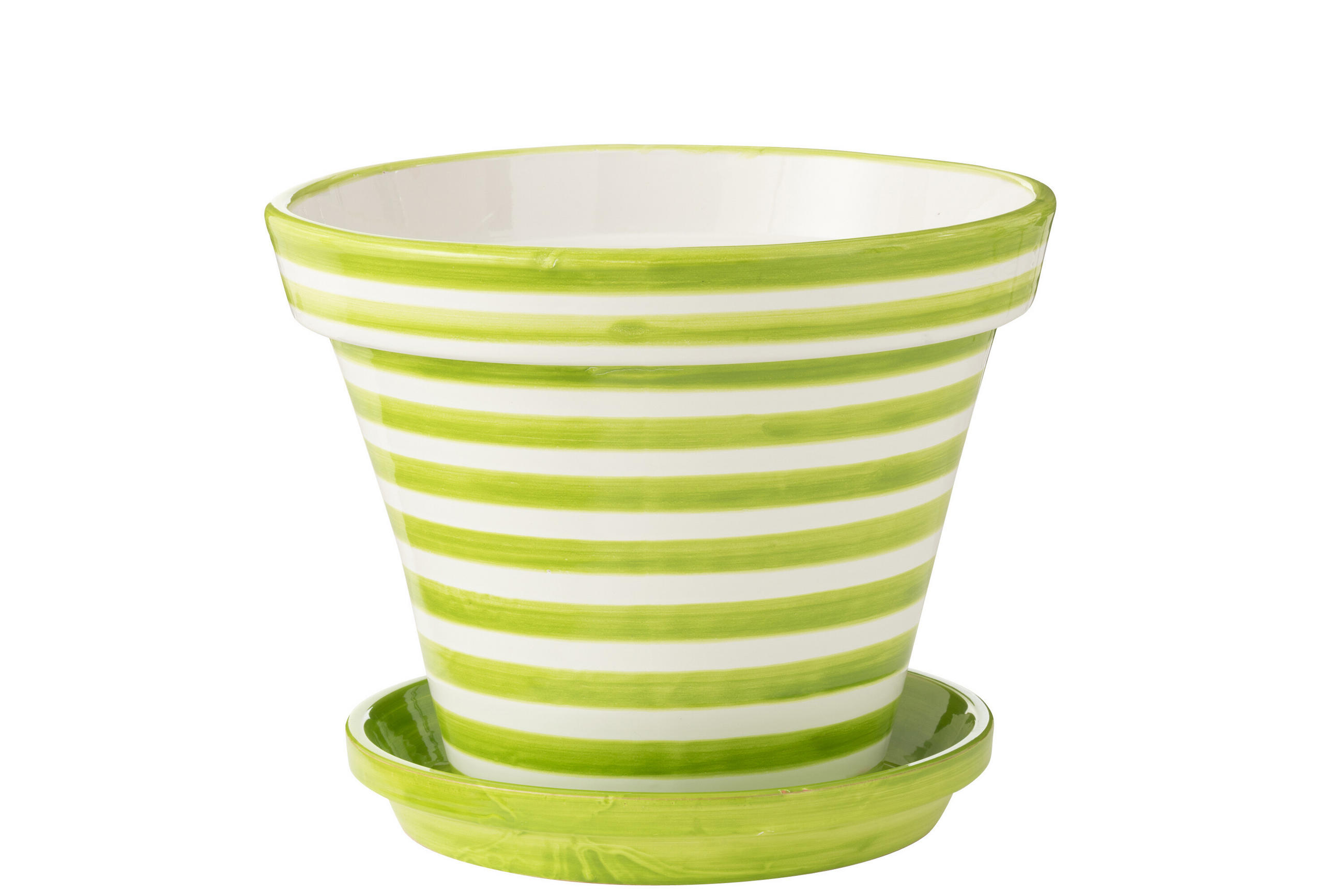 BLUMENTOPF GRANADA STRIPES - Töpferei - Grün - XL - Ø 50 cm - Multicolor, Keramik (50/40cm) - J-Line
