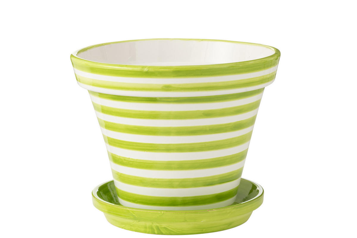 BLUMENTOPF GRANADA STRIPES - Töpferei - Grün - XL - Ø 50 cm - Multicolor, Keramik (50/40cm) - J-Line
