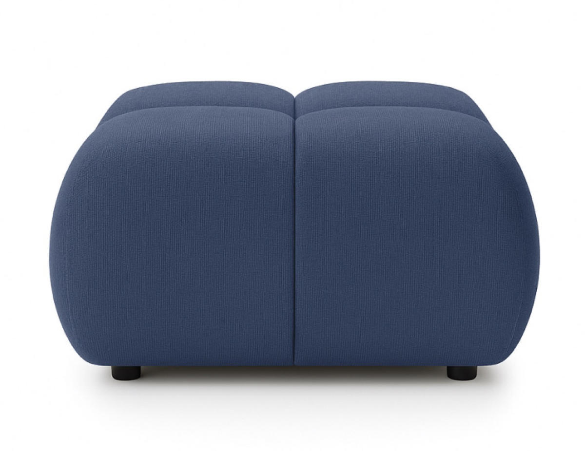 POUF Blau Mila Mit Steppungen Auf Schwarzen Niedrigen Beinen - Dunkelblau, Textil (72/43.5/72cm) - Sepro Meble