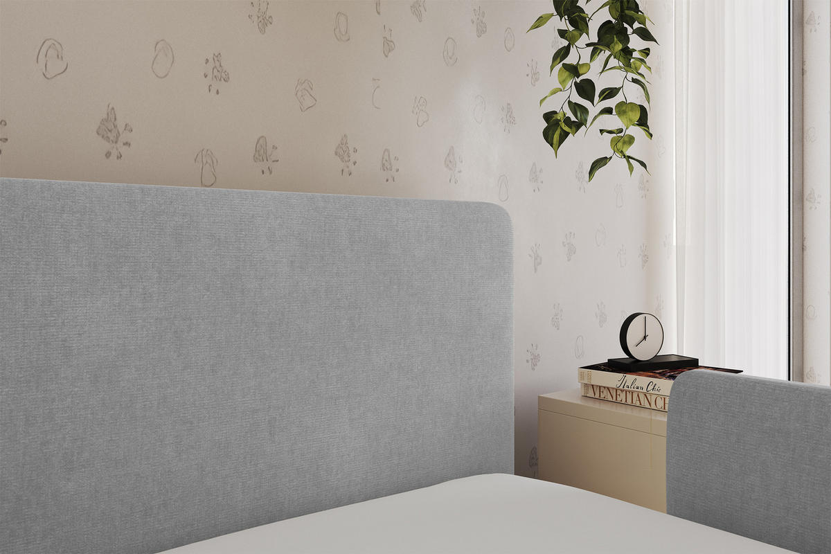 EINZELLBETT Jugendbett mit Bettkasten, Links - NORY 80x200 Grau - Hellgrau, Holzwerkstoff/Textil (80/200cm) - ALTDECOR