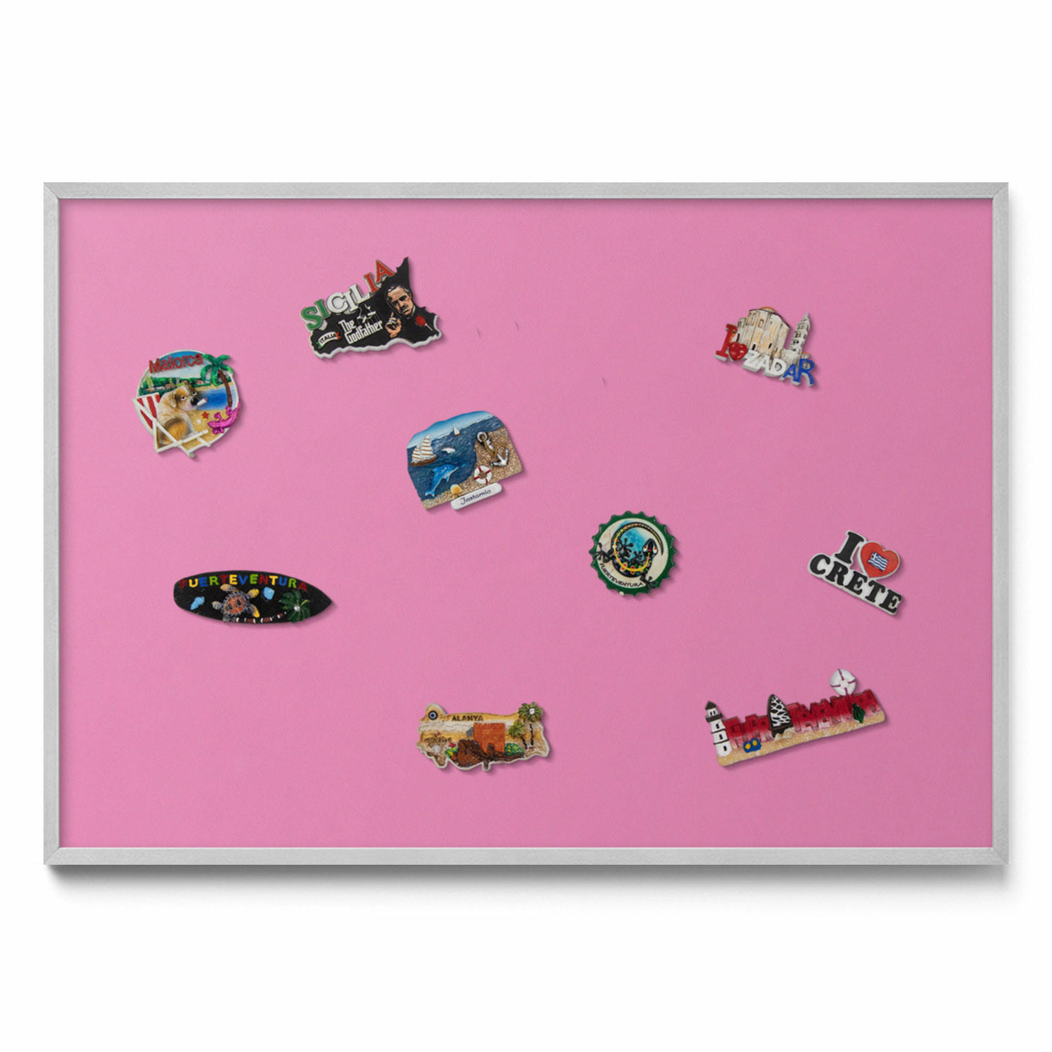 MAGNETTAFEL 100x70 cm Weißer Rahmen Pink - Roségold, Metall (100/70/0.4cm) - TULUP