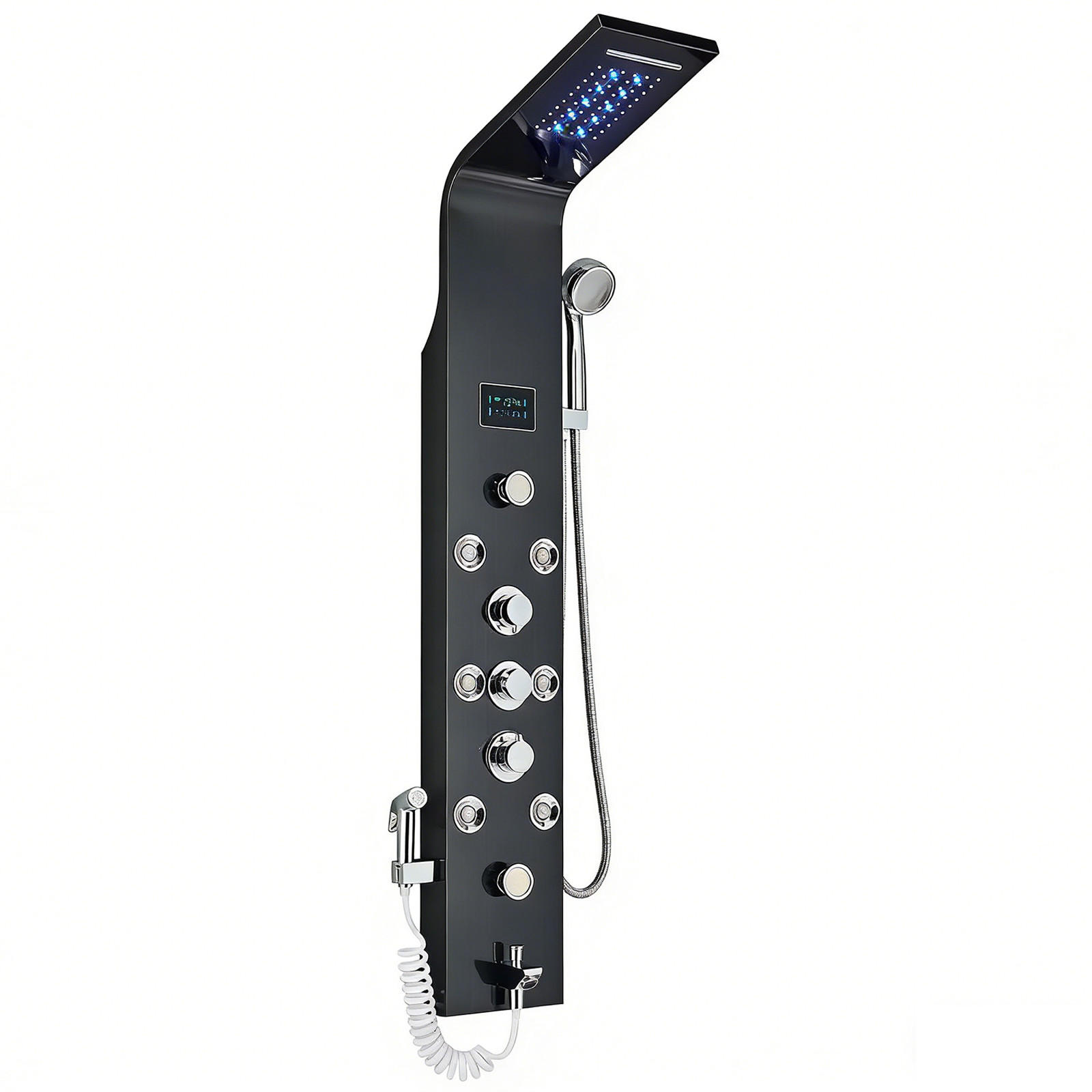 ÜBERKOPFBRAUSESET LED, Schwarz, Wasserfall SPA - Schwarz, Metall (20/114/39cm) - Kaket