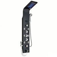 ÜBERKOPFBRAUSESET LED, Schwarz, Wasserfall SPA - Schwarz, Metall (20/114/39cm) - Kaket