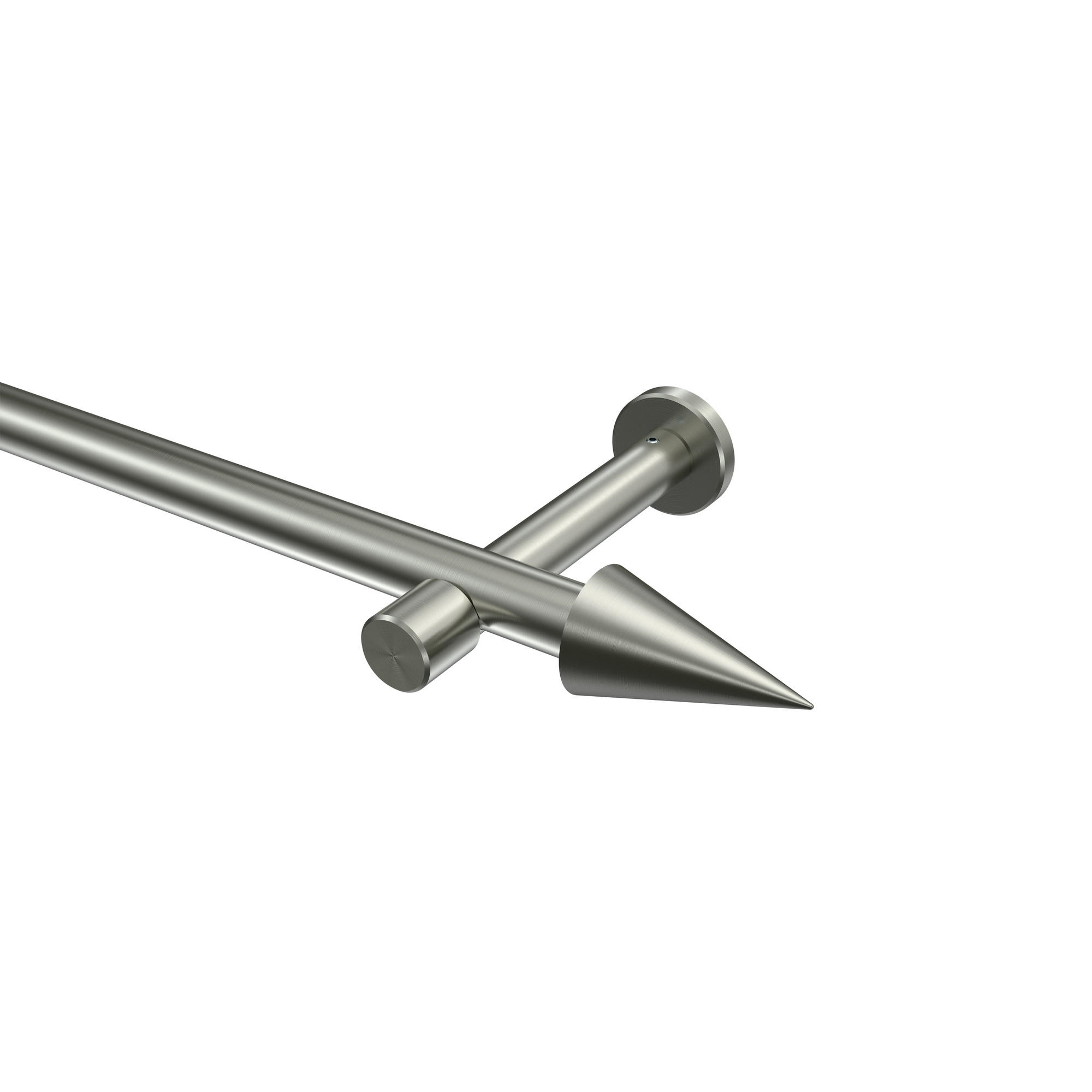 GARDINENSTANGEN-SET Prestige Savio 140 cm, 1-läufig (ohne Ringe), 20 mm Ø Edelstahl-Optik - Edelstahlfarben, Metall (140cm) - INTERDECO