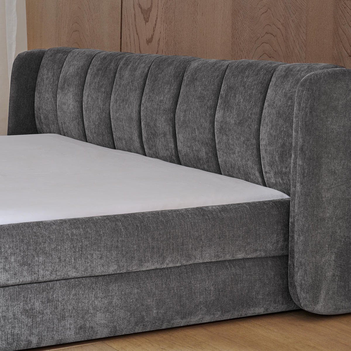 POLSTERBETT 140x200 cm Chenille grau - Dunkelgrau, Kunststoff (140/200cm) - LEBENLANG