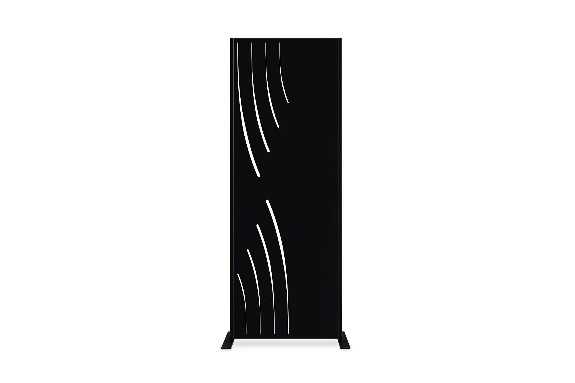 SICHTSCHUTZ PANEEL DEKORATIV schwarz H.160cm, linke Seite mit Mustern - Schwarz, Metall (60/160cm) - Casanoov