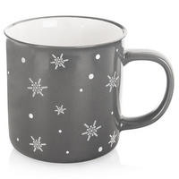 KERAMIKBECHER SCHNEEFLOCKE, Keramik, dunkelgray, 500 ml - Weiß, Keramik (0.5L) - Orion 