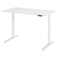 SCHREIBTISCH elektrisch XBHM 80/140/74 cm in Weiß/Weiß/Alu poliert - Silberfarben/Weiß, Holzwerkstoff (80/140/74cm) - bümö