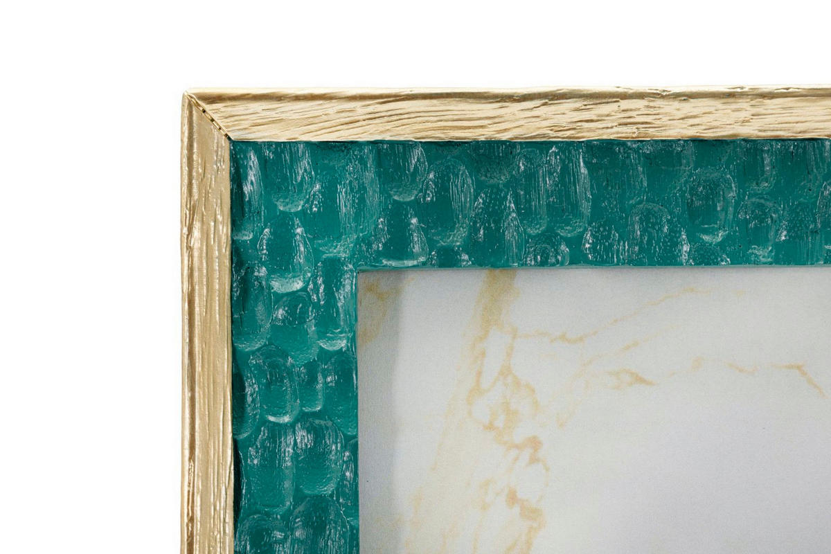 BILDERRAHMEN Grent, Fotoformat 15 x 20 cm, grün und goldfarben, Polyresin und Glas, Rahmen 20,3 x 2 x 25,3 cm - Goldfarben/Grün, Glas/Kunststoff (20.3/25.3/2cm) - Mauro Ferretti