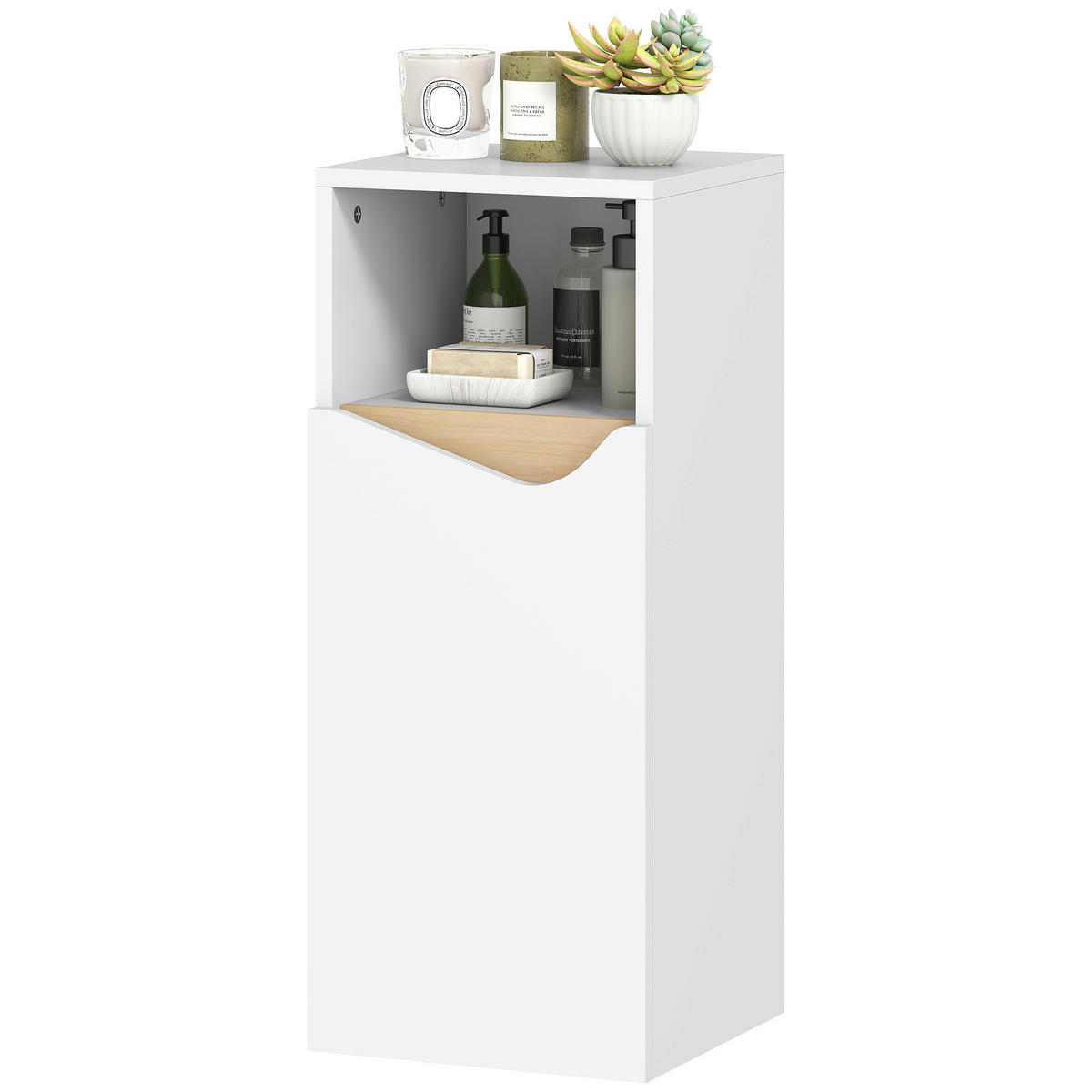 BADEZIMMERSCHRANK Weiß und Natur 30/30/71,5 cm - Weiß, Holzwerkstoff (30/71.5/30cm) - PANGIVO