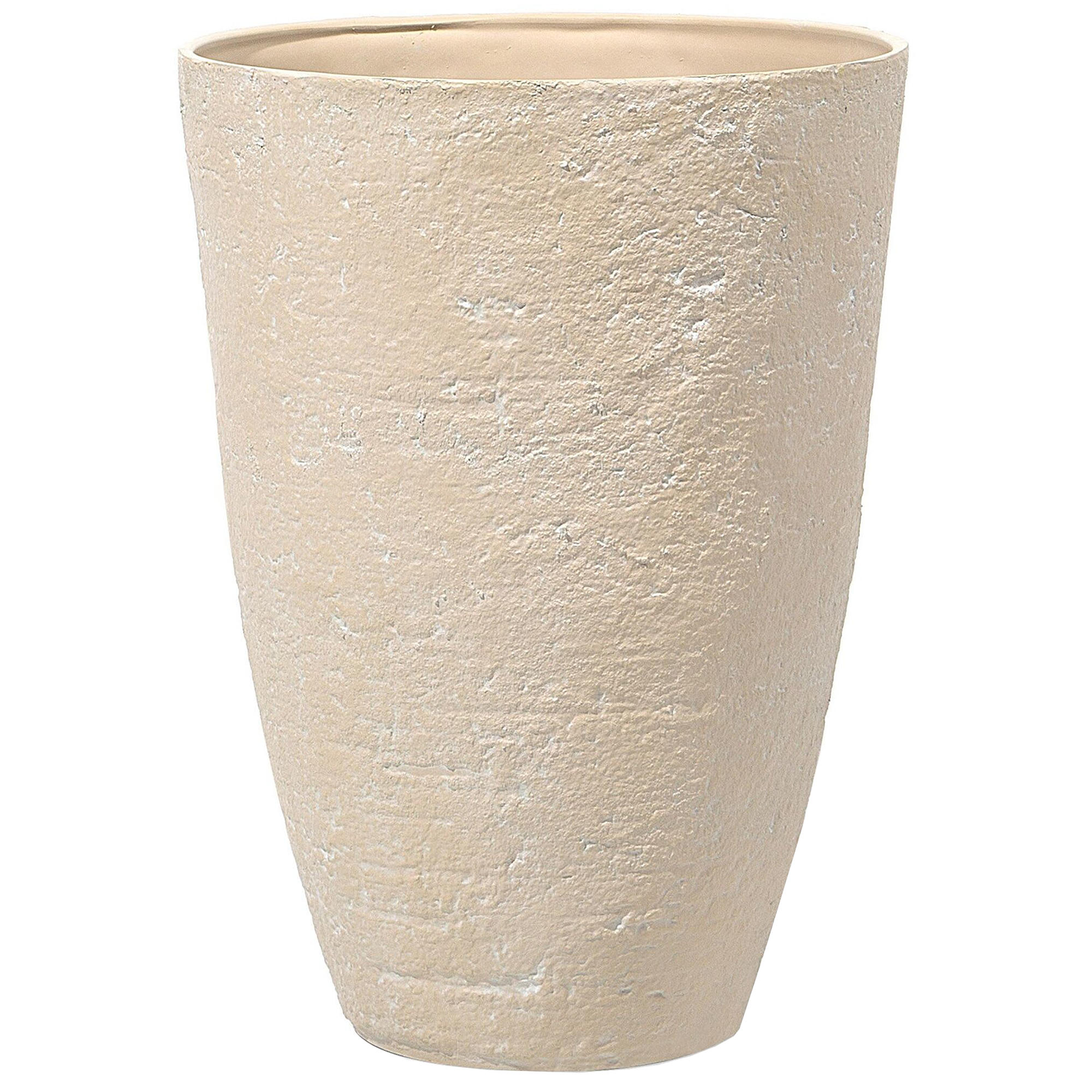 BLUMENTOPF sandbeige rund 51/51/71 cm Camia - Beige, Stein (71cm) - Beliani
