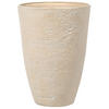 BLUMENTOPF sandbeige rund 51/51/71 cm Camia - Beige, Stein (71cm) - Beliani