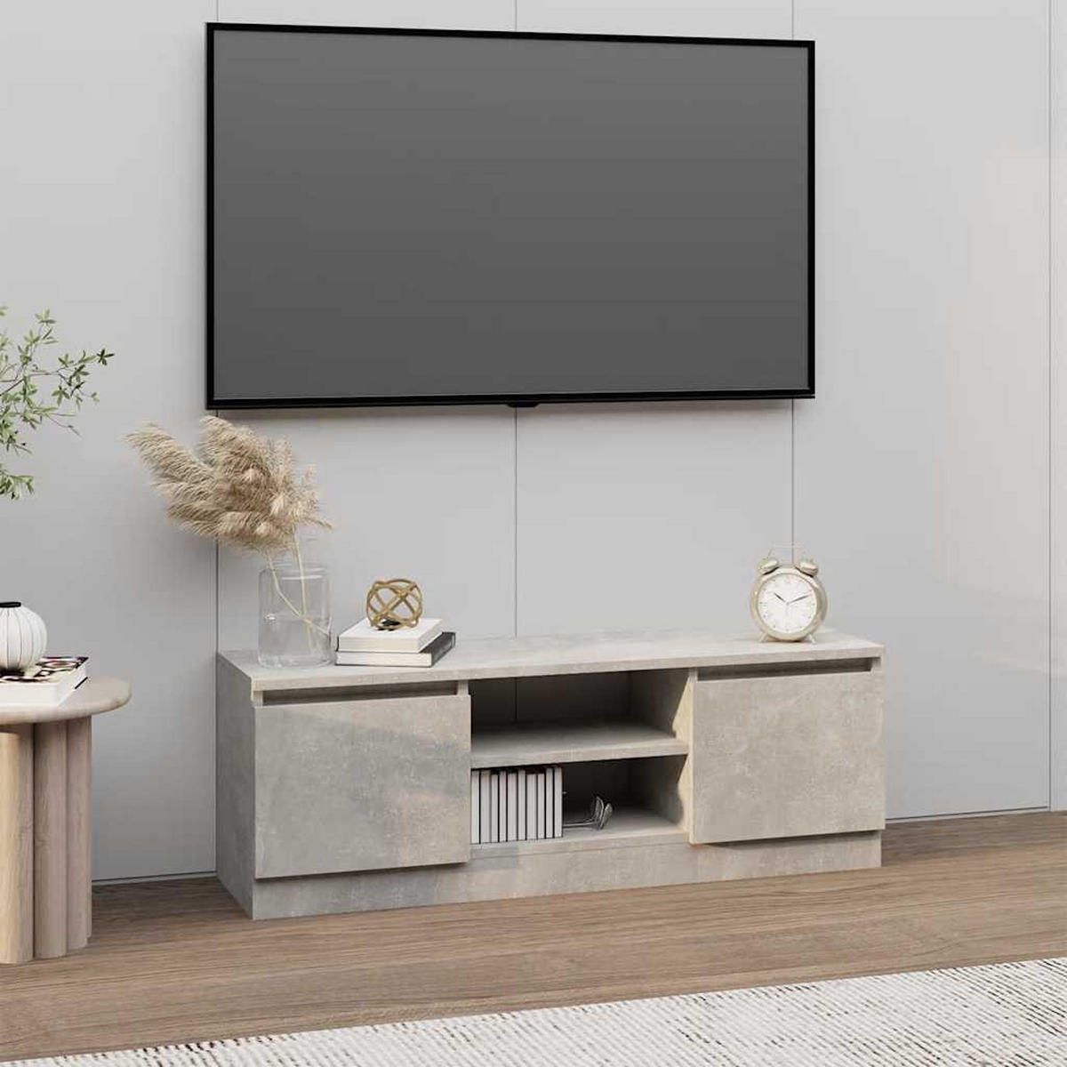 TV-SCHRANK Mit Tür Betongrau 102/30/36 Cm - Grau, Holzwerkstoff (30/36/102cm) - vidaXL
