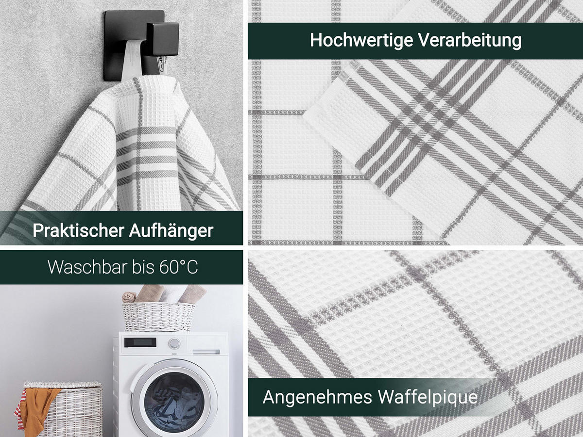 GESCHIRRTÜCHER, 5er-Set, 50x70 cm, 100% Baumwolle, Grau - Grau, Textil (50/70cm) - Zollner