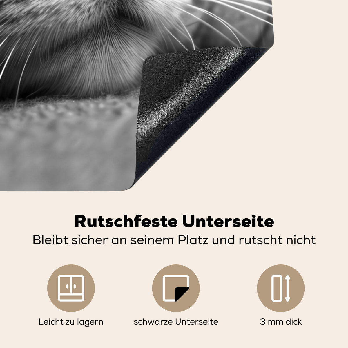HERDABDECKPLATTE Katze - Grau - Tiere - Katze 78x78 cm - Grau, Kunststoff (78/0.2/78cm) - MuchoWow