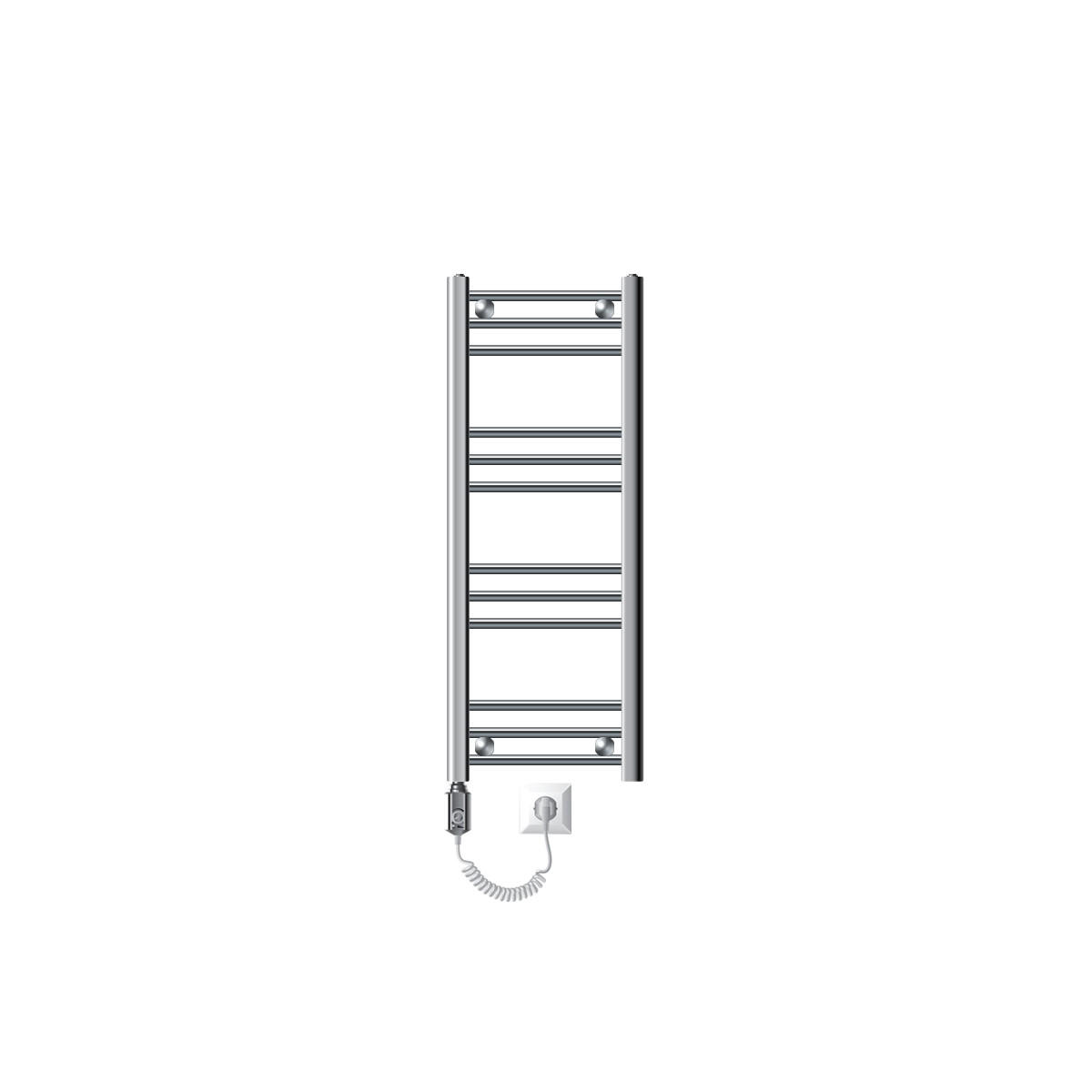BADHEIZKÖRPER elektrisch Sahara 300x800 mm Chrome gerade mit Heizstab 300W - Chromfarben, Metall (3/80/30cm) - LuxeBath