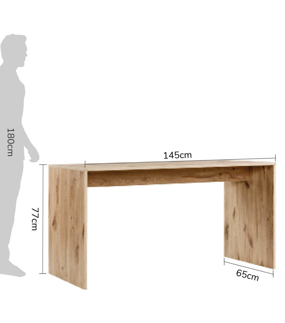 SCHREIBTISCH Der Produktive - Eichefarben, Holzwerkstoff (65/145/77cm) - Mokebo