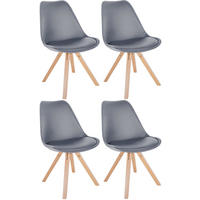 STUHL 4er Set Lederlook grau - Naturfarben/Grau, Holz/Textil (48/81/54cm) - CLP