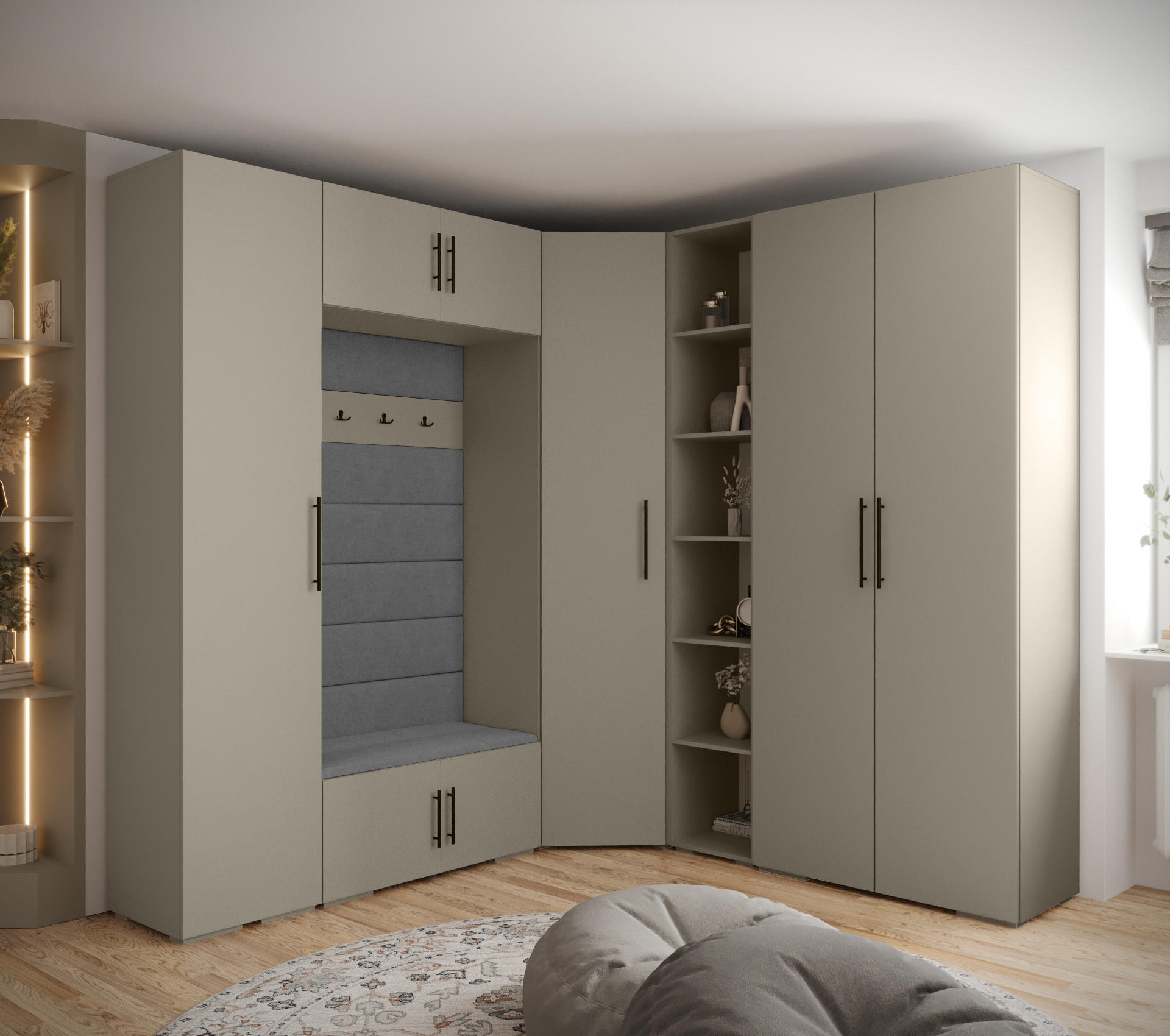GARDEROBEN-SET 236,7/231,7/47 - Kaschmir/Schwarz, Holz/Metall (181.7/236.7/47cm) - Abiks Möbel