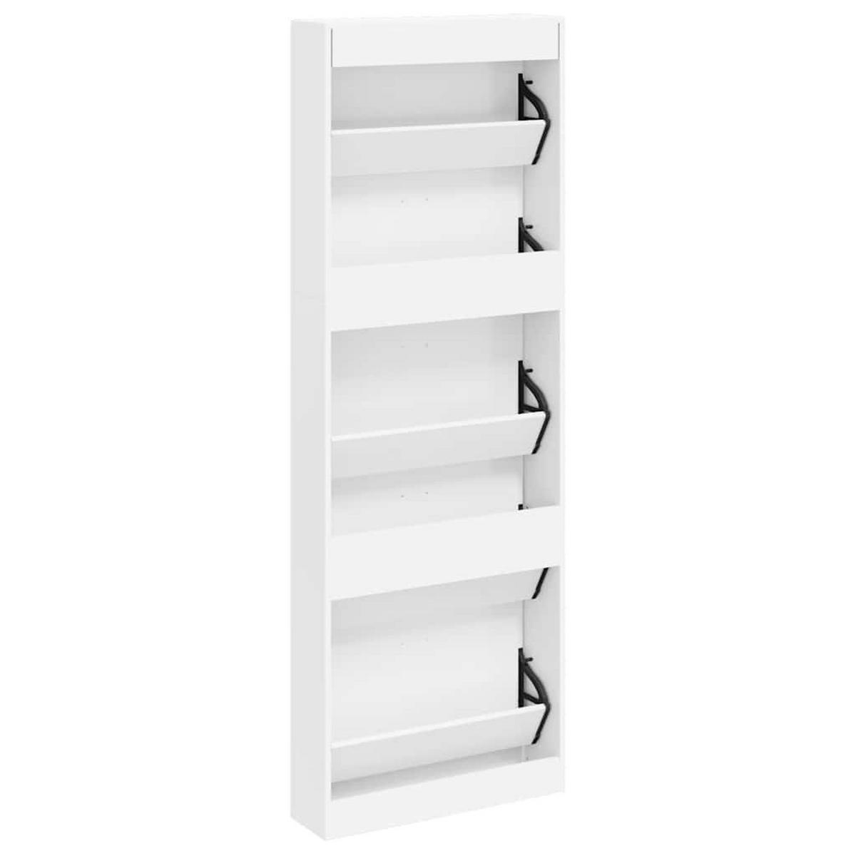 SCHUHSCHRANK Mit 5 Schuhkippern Weiss Holz - Weiß, Holz (17/169/59cm) - vidaXL