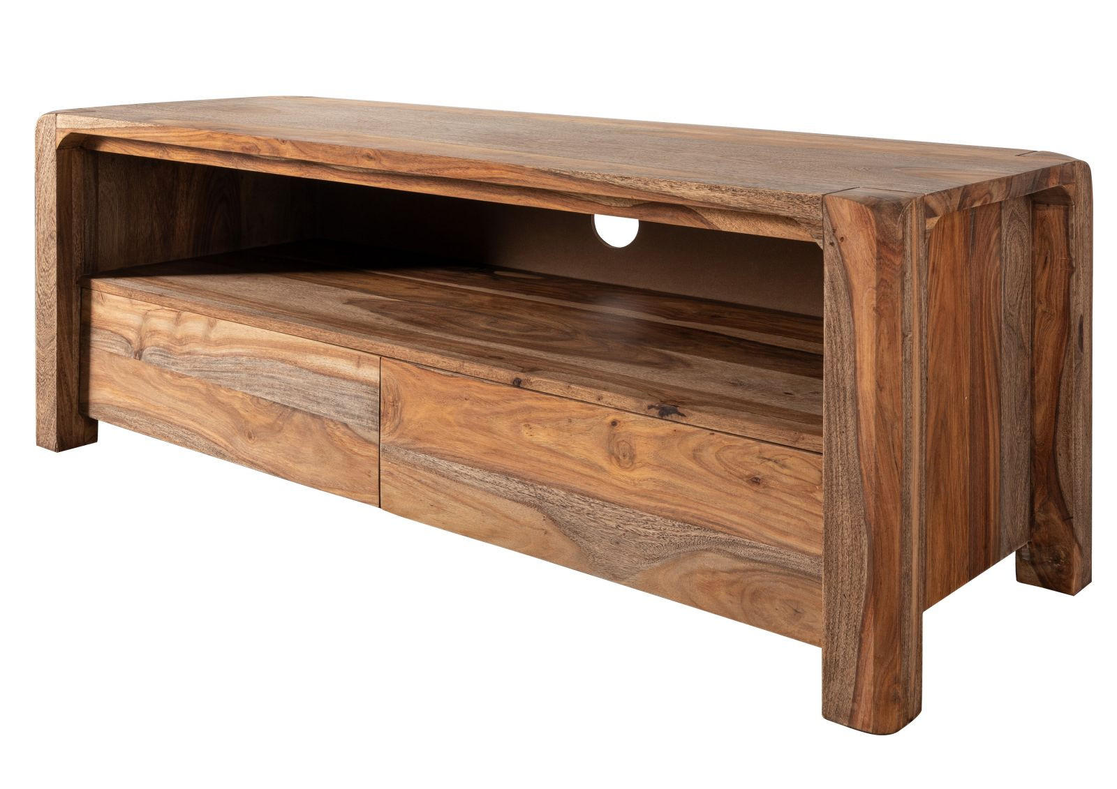 TV-BOARD Sheesham 125x45x50 grau geölt BUENO #2002 - Grau, Holz (45/50/125cm) - Massivmoebel24