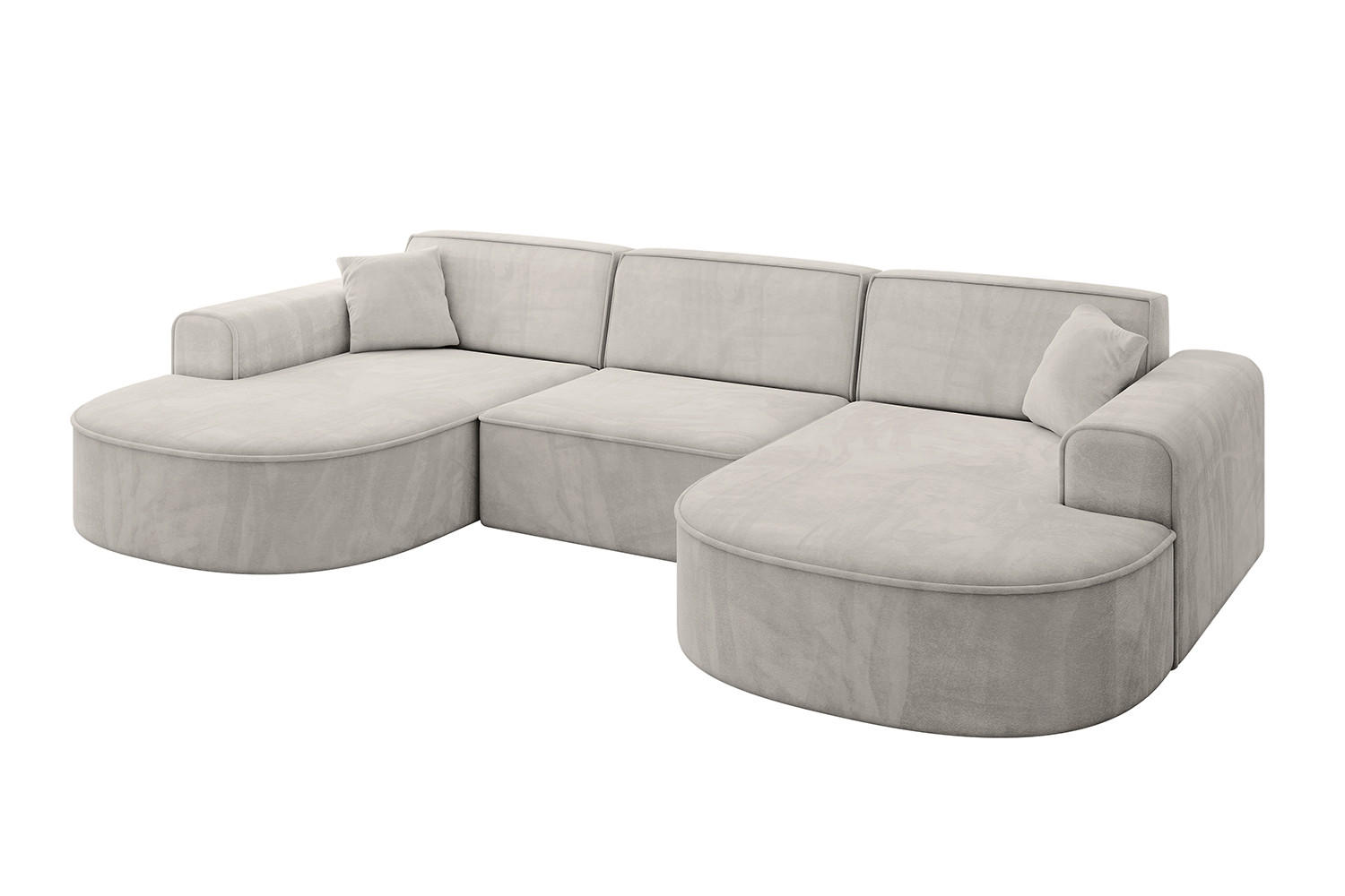 WOHNLANDSCHAFT MARI-U1 - 303x171x79 cm Hellbraun Velours - Hellbraun/Schwarz, Holzwerkstoff/Kunststoff (303/79/171cm) - ALTDECOR
