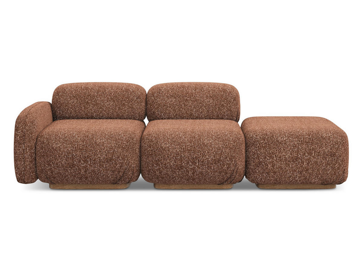 3-SITZER SOFA Rechts Strukturstoff Stoff Orange - Terra cotta/Orange, Holz/Textil (258/73/95cm) - Makamii
