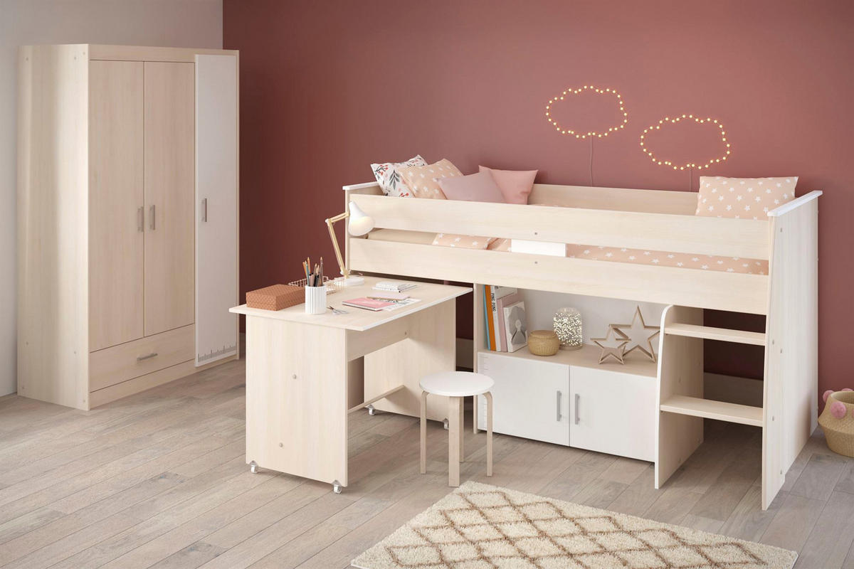KINDERZIMMER-SET 2-tlg. Parisot Charly 6 Holzdekor Akazie/Weiß - Weiß/Akaziefarben, Kunststoff (100/1/200cm) - 58aufmkessel