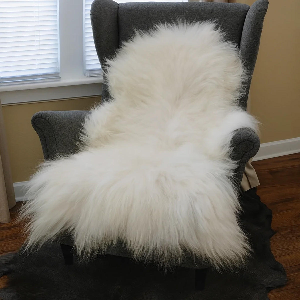 SCHAFFELL Island Naturweiß, Lange Zottelige Wolle, ca. 120 cm - Weiß, Fell (70/120cm) - Provellus