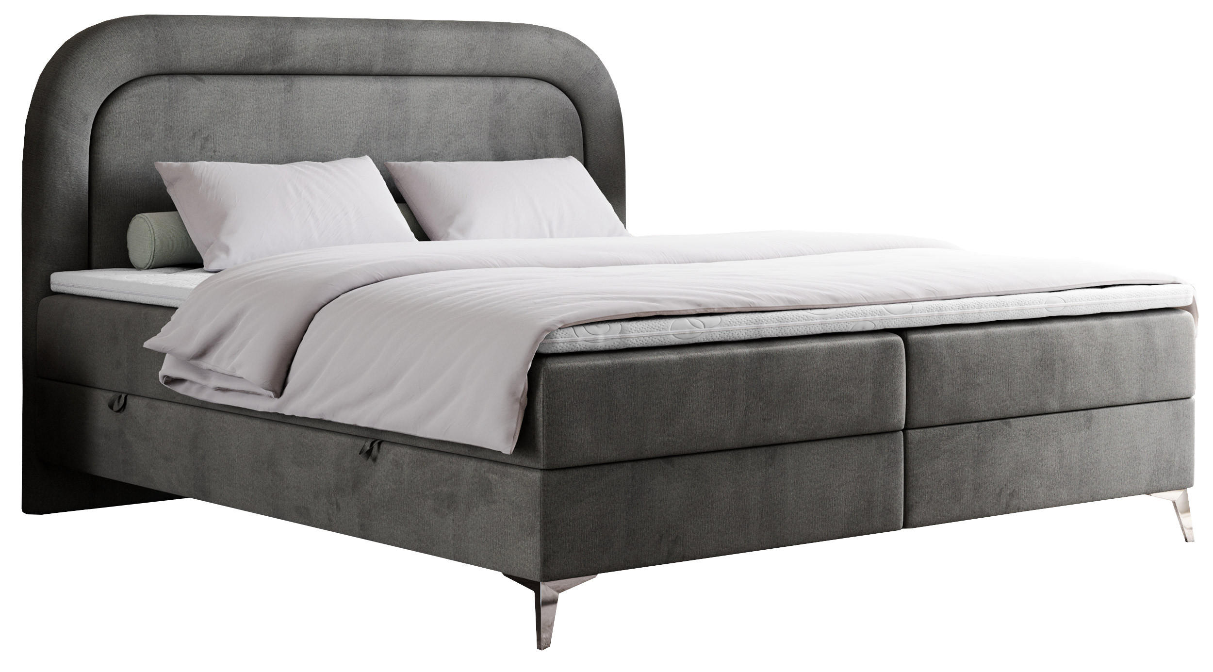 BOXBETT EIRA 200/200 Dunkelgrau Velvet - H3 - Dunkelgrau/Silberfarben, Holz/Textil (200/200cm) - MKS
