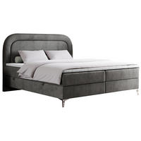 BOXBETT EIRA 120/200 Dunkelgrau Velvet - H3 - Dunkelgrau/Silberfarben, Holz/Textil (120/200cm) - MKS