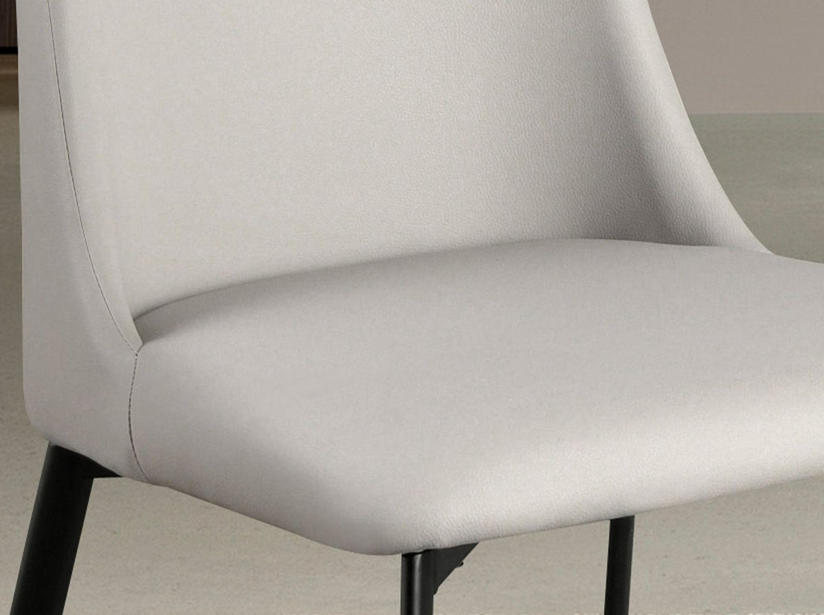 STUHL Hellgrau Kunstleder 46/58/88 cm - Hellgrau/Schwarz, Leder/Metall (46/88/58cm) - ANGEL CERDA