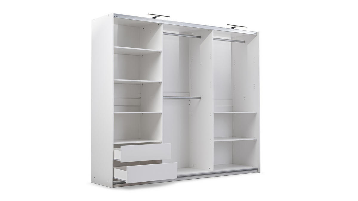 SCHWEBETÜRENSCHRANK SHEN 250/215/65 cm 2-türig Weiß - Weiß, Holzwerkstoff (250/215/65cm) - MASSENO