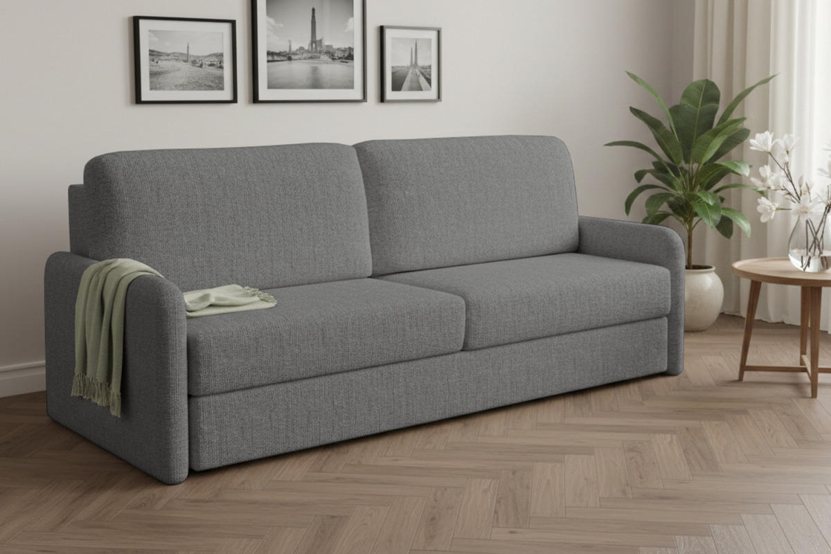 2-SITZER SOFA BIANCO 215 cm breit in Stoff Dunkelgrau - Dunkelgrau, Holzwerkstoff/Textil (215/90/92cm) - Deine Möbel 24