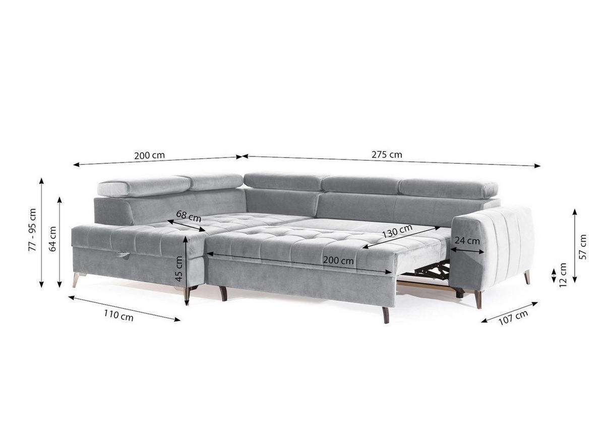 ECKSOFA Schlafsofa Agnesa In Salvador - Creme, Holzwerkstoff/Textil (275/200cm) - Fun Möbel