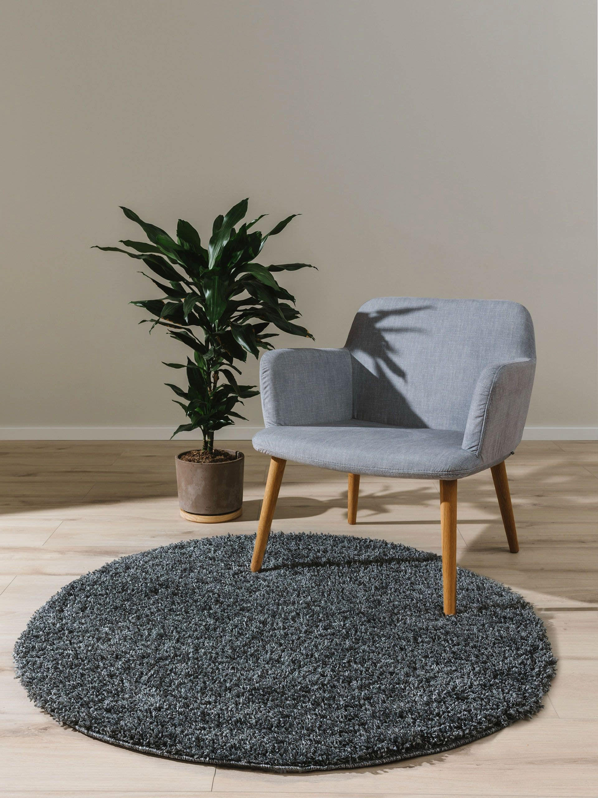 HOCHFLORTEPPICH Soho Grau ø 160 cm rund - Grau, Kunststoff (160/160cm) - benuta