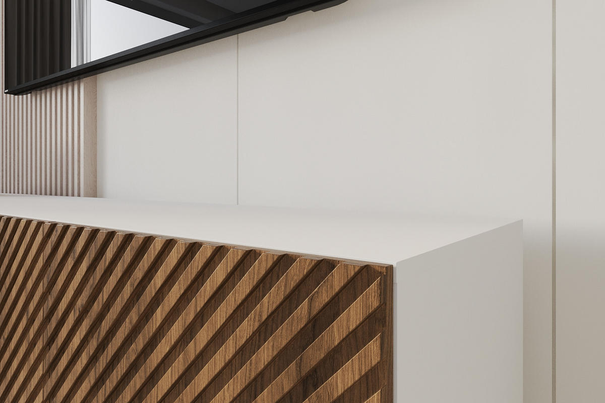 LOWBOARD ZENO-W 2x100x40x41 cm - Weiß / Katania - Eiche Wotan, Holzwerkstoff (200/40/41cm) - ALTDECOR