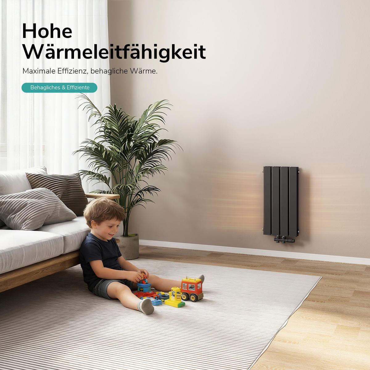 HEIZKÖRPER Flachheizkörper Schwarz 60/30/6,3 cm - Anthrazit, Metall (30/60/6.3cm) - EMKE