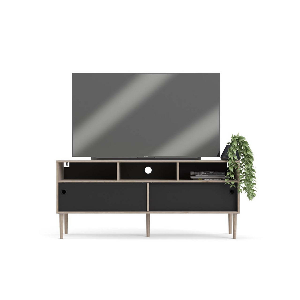 TV-ELEMENT Schwarz - Schwarz, Holzwerkstoff (148/64/41cm) - ebuy24