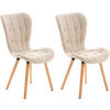 STUHL 2er Set Stoff creme - Eukalyptusholzfarben/Creme, Holz/Textil (50/88/63cm) - CLP