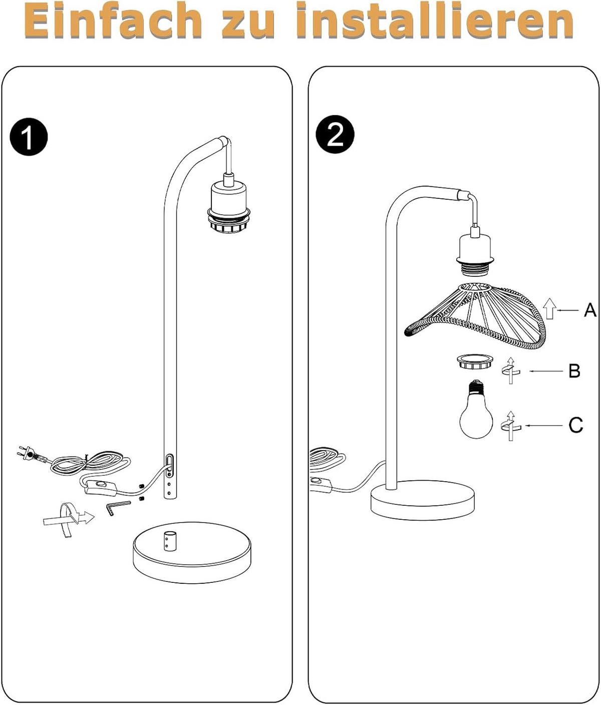 TISCHLEUCHTE BRYANT Ⅲ 15/20/48 cm - Schwarz, Metall (15/20/48cm) - Nettlife